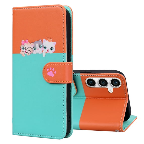 Allytech Wallet Case for Samsung Galaxy A54 5G with Cute Cartoon Pattern, 3 Card Slots + 1 Cash Slot + Wrist Strap, Premium PU Leather Stand Magnetic Clasp Shockproof Protective Case, Skyblue