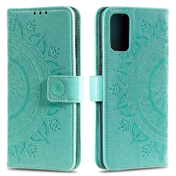 Allytech Wallet Case for Samsung Galaxy Note 20 6.7", PU Leather Folding Stand Folio Flip Cover with Credit Cards Slots Hand Strape Shockproof Wireless Charging Supported, Green