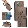 thumbnail image 1 of Allytech Wallet Case for Samsung Galaxy Note 20, PU Leather Butterfly Embossed Slim Flip Cover for Girls Women Shockproof Cards Holder Hand Wrist Phone Case for Galaxy Note 20 - Gray, 1 of 8