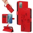 thumbnail image 1 of Allytech Wallet Case for Samsung Galaxy Note 20, PU Leather Butterfly Embossed Slim Flip Cover for Girls Women Shockproof Cards Holder Hand Wrist Phone Case for Galaxy Note 20 - Red, 1 of 8