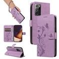 thumbnail image 1 of Allytech Wallet Case for Samsung Galaxy Note 20 Ultra, PU Leather Butterfly Embossed Slim Flip Cover for Girls Women Shockproof Cards Holder Hand Wrist Phone Case for Galaxy Note 20 Ultra - Purple, 1 of 8