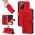 thumbnail image 1 of Allytech Wallet Case for Samsung Galaxy Note 20 Ultra, PU Leather Butterfly Embossed Slim Flip Cover for Girls Women Shockproof Cards Holder Hand Wrist Phone Case for Galaxy Note 20 Ultra - Red, 1 of 8