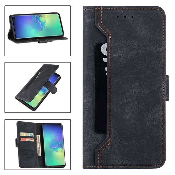 Allytech Wallet Case for Samsung Galaxy S10 (6.1 inch) ,Shockproof PU Leather Card Pocket Magnetic Clasp Flip Kickstand Card Slots Purse Phone Case Cover,Black