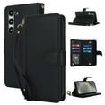 thumbnail image 1 of Allytech Wallet Case for Samsung Galaxy S21 FE with Card Slots & Wrist Strap, [Magnetic Clasp] [RFID Blocking] Kickstand Premium PU Leather Shockproof Full Body Protection Case - Black, 1 of 6