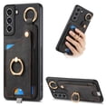 thumbnail image 1 of Allytech Wallet Case for Samsung Galaxy S21 FE, Support Car Mount, Luxury PU Leather Shockproof Anti-Fall 360° Finger Ring Stand Case with Magnetic Snap & Card Slots for Samsung Galaxy S21 FE - Black, 1 of 8