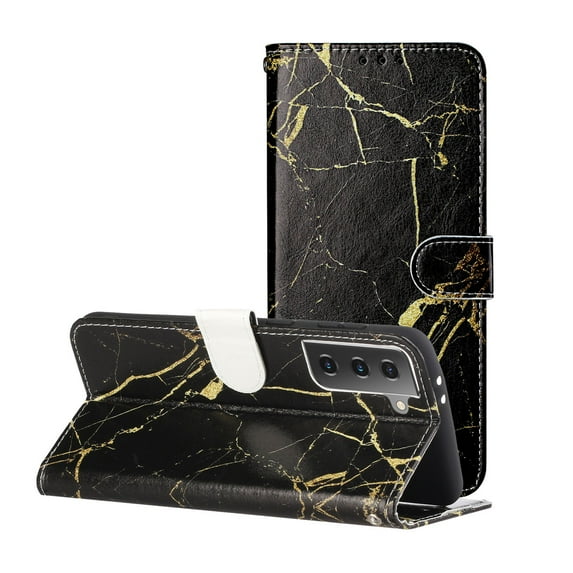Allytech Wallet Case for Samsung Galaxy S21 Plus, PU Leather Folio Flip Stand Shockproof Protection TPU Inner Impact Resistant Cards Holder Case Cover for Samsung Galaxy S21 Plus,Black Marble