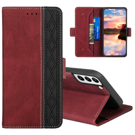 Allytech Wallet Case for Samsung Galaxy S22 Plus 5G 2022, Magnetic Closure Flip PU Leather Case with RFID Block Card Slots Viewing Kickstand Shockproof Protective Case for Galaxy S22 Plus 6.6", Red