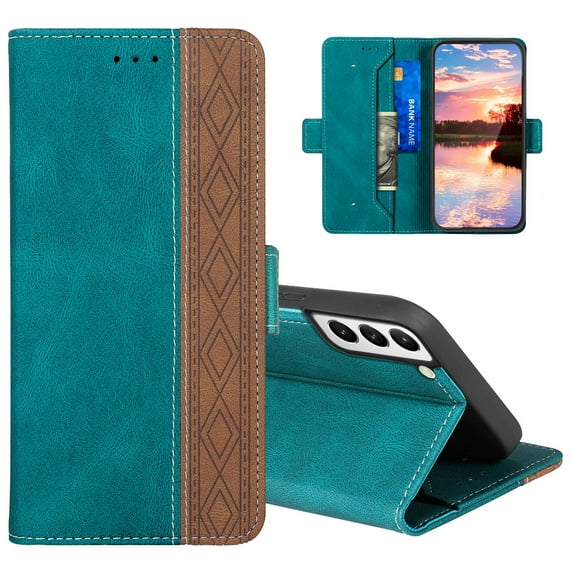 Allytech Wallet Case for Samsung Galaxy S22 Plus 5G 2022, Magnetic Closure Flip PU Leather Case with RFID Block Card Slots Viewing Stand Shockproof Protective Case for Galaxy S22 Plus 6.6", Darkgreen