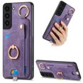 thumbnail image 1 of Allytech Wallet Case for Samsung Galaxy S22 Plus, Support Car Mount, Luxury PU Leather Shockproof Anti-Fall 360° Finger Ring Stand Rotatable Kickstand Case with Magnetic Snap & Card Slots - Purple, 1 of 8