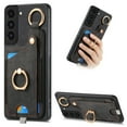 thumbnail image 1 of Allytech Wallet Case for Samsung Galaxy S22, Support Car Mount, Luxury PU Leather Shockproof Anti-Fall 360° Finger Ring Stand Rotatable Kickstand Case with Magnetic Snap & Card Slots - Black, 1 of 8