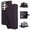 thumbnail image 1 of Allytech Wallet Case for Samsung Galaxy S22 Ultra with Card Slots & Wrist Strap, [Magnetic Clasp] [RFID Blocking] Kickstand Premium PU Leather Shockproof Full Body Protection Case - Darkpurple, 1 of 6