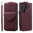 thumbnail image 1 of Allytech Wallet Case for Samsung Galaxy S22 Ultra with Hand Strap & Shoulder Strap, Flip Premium PU Leather Case with Credit Card Slots, Kickstand Magnetic Closure Shockproof Protective Case, Winered, 1 of 7