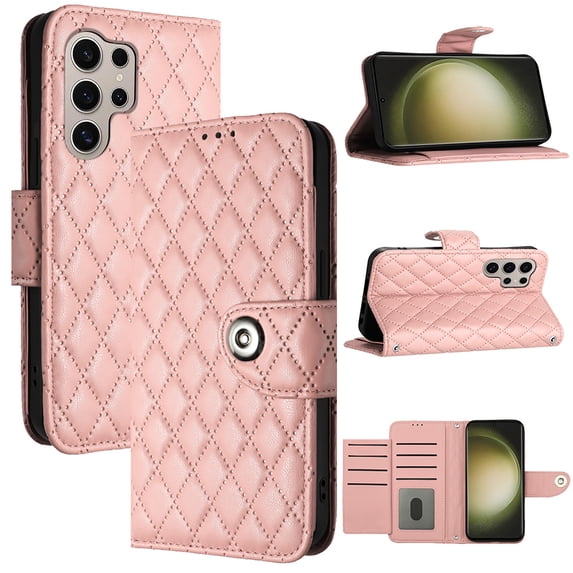 Allytech Wallet Case for Samsung Galaxy S22 Ultra, Luxury PU Leather Shockproof Protective Flip Cover for Women Girls, Kickstand Folio Case with Card Slots Holder Wrist Strap Lanyard - Coralpink