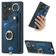 thumbnail image 1 of Allytech Wallet Case for Samsung Galaxy S22 Ultra, Support Car Mount, Luxury PU Leather Shockproof Anti-Fall 360° Finger Ring Stand Rotatable Kickstand Case with Magnetic Snap & Card Slots - Blue, 1 of 8