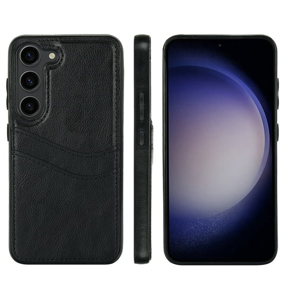 Allytech Wallet Case for Samsung Galaxy S23 - 2 Card Holder - Military Grade Drop Protection - Ultra Slim & Protective - Premium PU Leather Shockproof Phone Case for Women & Men - Black