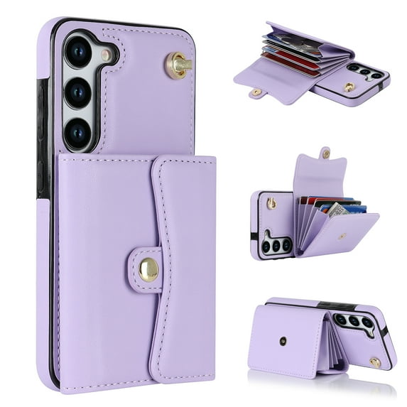 Allytech Wallet Case for Samsung Galaxy S23 5G (6.1 inch) 2023, Shoulder Crossbody Purse Handbag Lanyard Cover with RFID Blocking Card Slots Magnetic Closure Case for Galaxy S23, Purple