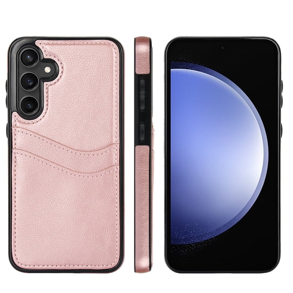 Allytech Wallet Case for Samsung Galaxy S23 FE - 2 Card Holder - Military Grade Drop Protection - Ultra Slim & Protective - Premium PU Leather Shockproof Phone Case for Women & Men - Rosegold