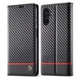 thumbnail image 1 of Allytech Wallet Case for Samsung Galaxy S23 FE, Carbon Fiber PU Leather + Soft TPU Luxury Cover with Kickstand&Card Slots, Magnetic Closure Shockproof Anti-Fall Protective Case, Black Horizontal Line, 1 of 7
