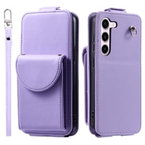 Allytech Wallet Case for Samsung Galaxy S23 with Hand Strap & Shoulder Strap, Flip Premium PU Leather Case with Credit Card Slots, Kickstand Magnetic Closure Shockproof Protective Case, Purple