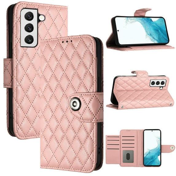Allytech Wallet Case for Samsung Galaxy S23, Luxury PU Leather Shockproof Protective Flip Cover for Women Girls, Kickstand Folio Case with Card Slots Holder Wrist Strap Lanyard - Coralpink