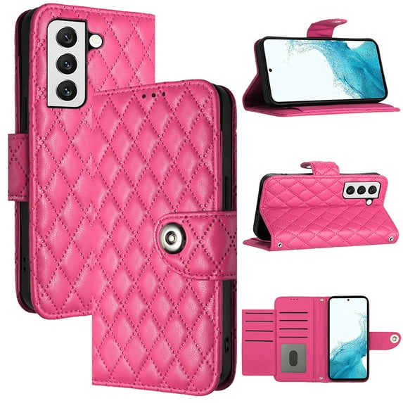 Allytech Wallet Case for Samsung Galaxy S23, Luxury PU Leather Shockproof Protective Flip Cover for Women Girls, Kickstand Folio Case with Card Slots Holder Wrist Strap Lanyard - Rose