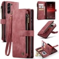 thumbnail image 1 of Allytech Wallet Case for Samsung Galaxy S23 Plus, Card Slots + Cash Slot + Zipper Pocket Large Capacity PU Leather Case with Hand Strap, [All-Round Shockproof] Magnetic Clasp Kickstand Case, Red, 1 of 10