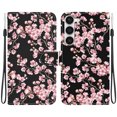 thumbnail image 1 of Allytech Wallet Case for Samsung Galaxy S23 Plus, Luxury PU Leather Painted Pattern Cover with Credit Slots & Kickstand & Lanyard, Slim Magnetic Clasp Shockproof Anti-Drop Case, Plum Blossom, 1 of 7