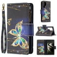 thumbnail image 1 of Allytech Wallet Case for Samsung Galaxy S23 Ultra (6.8 inch) 2023, 9 Card Holder & Zipper Pocket PU Leather Anti-Shock Kickstand Case with Hand Strap for Galaxy S23 Ultra 5G, Big Gold Butterfly, 1 of 4