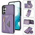 thumbnail image 1 of Allytech Wallet Case for Samsung Galaxy S24 with Card Holder, Crossbody Case Wallet with Zipper Pocket, Shoulder Strap, PU Leather Kickstand Shockproof Case for Women - Purple, 1 of 13