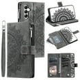thumbnail image 1 of Allytech Wallet Case for Samsung Galaxy S24 FE with Card Slots, Embossed Pattern PU Leather Zipper Pocket Kickstand Cover, Shockproof Magnetic Clasp Case with Wrist Strap - Gray, 1 of 10