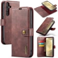 thumbnail image 1 of Allytech Wallet Case for Samsung Galaxy S24 Plus with 3 Card Slots & Cash Pocket, 2 in 1 Detachable Strong Magnetic Case, Retro PU Leather Shockproof Magnetic Clasp Slim Protective Shell - Red, 1 of 8