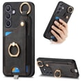 thumbnail image 1 of Allytech Wallet Case for Samsung Galaxy S24, Support Car Mount, Luxury PU Leather Shockproof Anti-Fall 360° Finger Ring Stand Rotatable Kickstand Case with Magnetic Snap & Card Slots - Black, 1 of 8