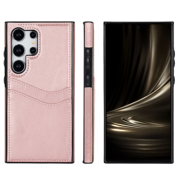 Allytech Wallet Case for Samsung Galaxy S24 Ultra - 2 Card Holder - Military Grade Drop Protection - Ultra Slim & Protective - Premium PU Leather Shockproof Phone Case for Women & Men - Rosegold