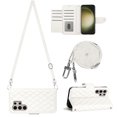 thumbnail image 1 of Allytech Wallet Case for Samsung Galaxy S24 Ultra with Card Cash Slots, Luxury Premium PU Leather Kickstand Shoulder Strap Lanyard Shockproof Anti-Fall Full Body Protective Flip Shell - White, 1 of 8