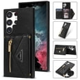 thumbnail image 1 of Allytech Wallet Case for Samsung Galaxy S24 Ultra with Card Holder, Crossbody Case Wallet with Zipper Pocket, Shoulder Strap, PU Leather Kickstand Shockproof Case for Women - Black, 1 of 13