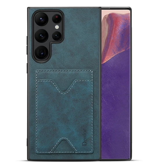 Allytech Wallet Case for Samsung Galaxy S24 Ultra with Card Holder, Ultra Thin Lightweight Retro PU Leather Kickstand Shockproof Anti-Scratch Back Case for Women Men - Blue