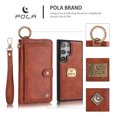 thumbnail image 1 of Allytech Wallet Case for Samsung Galaxy S24 Ultra, Zipper Pocket + Card Slots, [Full Body Protection] PU Leather Zipper Wallet Detachable Magnetic Phone Case with Wristband & Buckle - Brown, 1 of 9