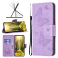 thumbnail image 1 of Allytech Wallet Case for Samsung Galaxy S25+, [2 Card Slots] [Cash Pocket] Kickstand PU Leather [Butterflies Embossed Pattern] Case, Magnetic Clasp Shockproof Protective Stylish Shell, Violet, 1 of 5