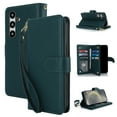 thumbnail image 1 of Allytech Wallet Case for Samsung Galaxy S25 with Card Slots & Wrist Strap, [Magnetic Clasp] [RFID Blocking] Kickstand Premium PU Leather Shockproof Full Body Protection Case - Green, 1 of 6