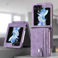 thumbnail image 1 of Allytech Wallet Case for Samsung Galaxy Z Flip5 5G, Premium PU Leather Cards Holder Zipper Pocket Mangetic Closure Shockproof Phone Cover Case for Galaxy Z Flip5 - Purple, 1 of 13