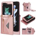 thumbnail image 1 of Allytech Wallet Case for Samsung Galaxy Z Flip7 with Card Holder, Crossbody Case Wallet with Zipper Pocket, Shoulder Strap, PU Leather Kickstand Shockproof Case for Women - Pink, 1 of 14