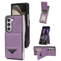 Allytech Wallet Case for Samsung Galaxy Z Fold5, Luxury PU Leather Kickstand Card Slots Magnetic Buckle RFID Blocking Shockproof Anti-Scratch Protective Case for Women Men - Purple
