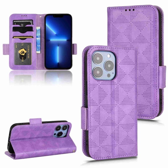 Allytech Wallet Case for Apple iPhone 11 Pro Max, Embossed Premium PU Leather Wallet Flip Protective Stand Phone Case Cover with Card Slots, Purple