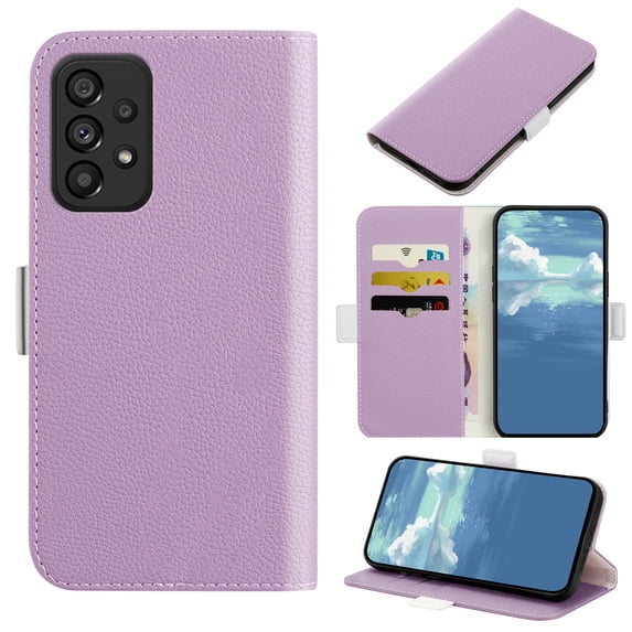 Allytech Wallet Case for Samsung Galaxy A23 4G 6.6" 2022,Premium PU Leather Magnetic Flip Stand Cards Slots Full Body Protection Phone Cover,Purple