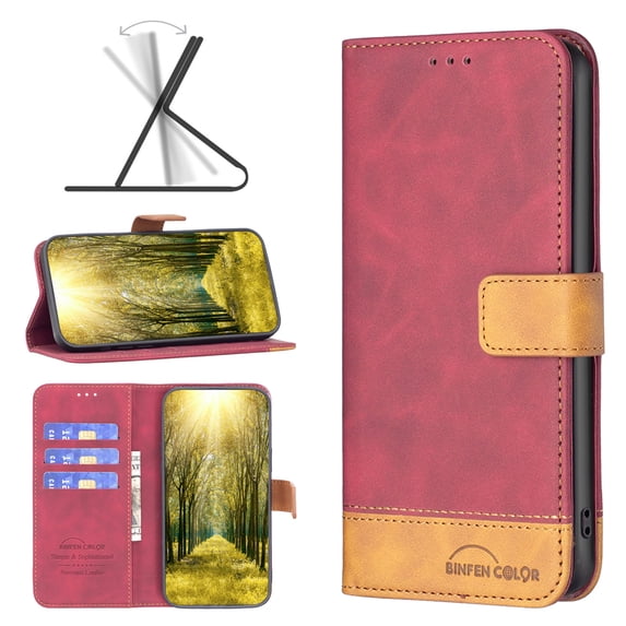 Allytech Wallet Case for Samsung Galaxy A53 5G 6.5" - Slim Fit Flip Cover Kickstand Cards Slots Drop Protective Magnetic Clasp Cover Shell - Red