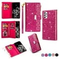 thumbnail image 1 of Allytech Wallet Case for Samsung Galaxy S25+ Plus - Glitter Leather Stand Multiple Cards Holder Hand Wrist Flip Folio Cover Stand - Rose, 1 of 9