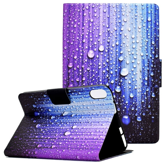 Allytech Wallet Case for iPad Mini 6th Gen 2021(8.3 Inch), Synthetic Leather Soft TPU Folding Anti-Slip Stand Auto Sleep Wake Drop Proof Card Slots Cover for iPad Mini 6 8.3" 2021, Water Droplets