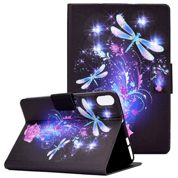 Allytech Wallet Case for iPad Mini 6th Gen 2021(8.3 Inch), Synthetic Leather Soft TPU Folding Anti-Slip Stand Auto Sleep Wake Drop Proof Card Slots Cover for iPad Mini 6 8.3" 2021, Butterfly & Florala