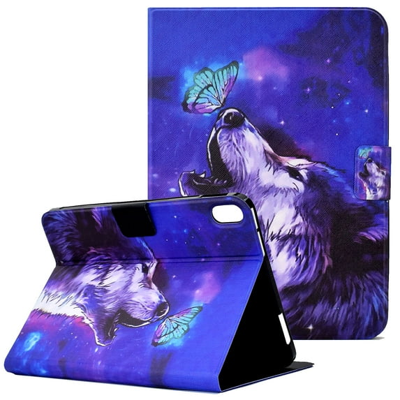 Allytech Wallet Case for iPad Mini 6th Gen 2021(8.3 inch), Drop Proof PU Leather TPU Back Smart Auto Sleep Wake Flip Stand Wallet Case with Card Slots for A2567/ A2568/ A2569, Butterfly & Wolf