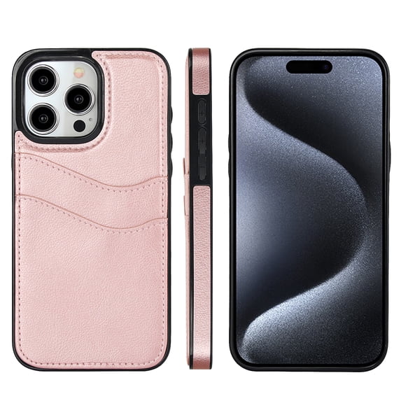 Allytech Wallet Case for iPhone 12 Pro Max - 2 Card Holder - Military Grade Drop Protection - Ultra Slim & Protective - Premium PU Leather Shockproof Phone Case for Women & Men - Rosegold